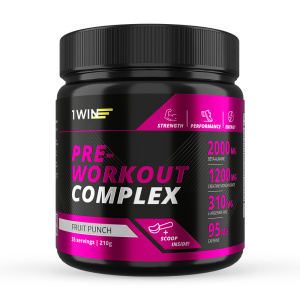 1WIN Предтренировочный комплекс. Pre-workout, Вкус Фруктовый Пунш, 35 порций