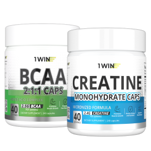 1WIN / Набор спортивных добавок. Креатин, 240 капсул + BCAA 2:1:1, 240 капсул