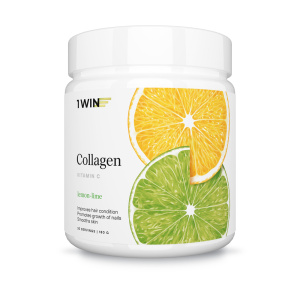 1WIN / Коллаген + Витамин С, Collagen +  Vitamine C, Вкус: Лимон – Лайм, курс на 1 месяц