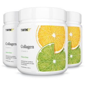 1WIN / Коллаген + Витамин С, Collagen +  Vitamine C, Вкус: Лимон – Лайм, набор из 3-х банок
