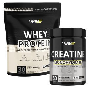 1WIN / Набор спортивного питания Протеин Whey Protein вкус Французская ваниль 900гр + Креатин вкус Нейтральный 200г