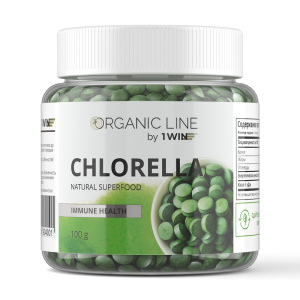 1WIN / Хлорелла органическая натуральная, Chlorella прессованная в таблетках, Суперфуд, 100 грамм