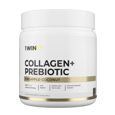 1WIN / Коллаген с пребиотическими пищевыми волокнами, Вкус: Кокос-Ананас, 180 г