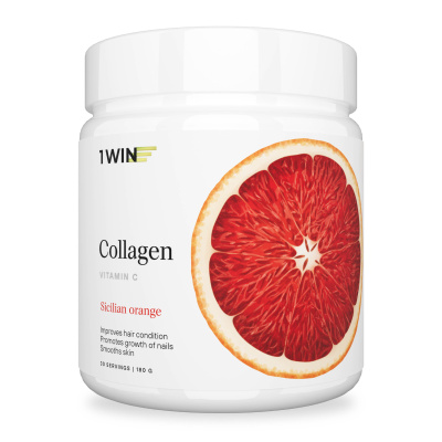 1WIN / Коллаген + Витамин С, Collagen + Vitamine C, Вкус: Сицилийский апельсин, курс на 1 месяц