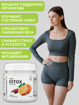 1WIN / Detox Slim Effect / Напиток дренажный Детокс Слим + экстракт Лимонника, Вкус Апельсин, 32 порции