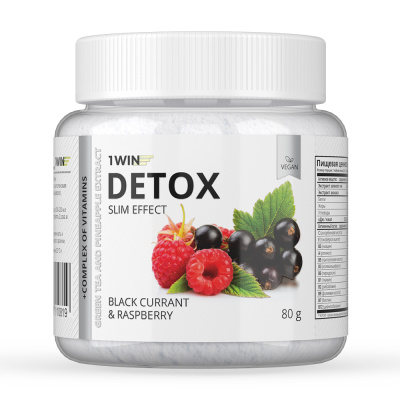 1WIN / Detox Slim Effect / Детокс Слим Эффект + экстракт зеленого чая, Вкус Черная Смородина-Малина, 32 порции