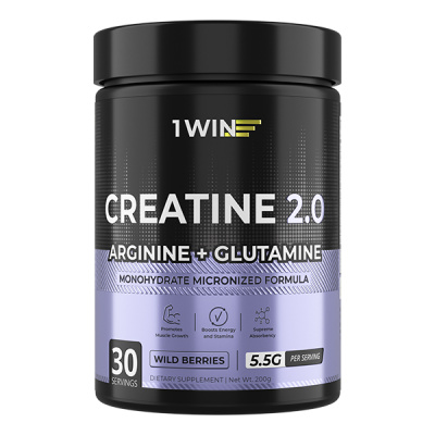 1WIN / Креатин моногидрат + глютамин + аргинин. Вкус Лесные ягоды, 200г, 30 порций