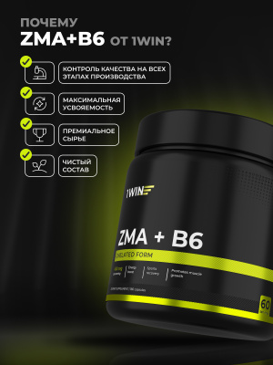 1WIN / ZMA (хелатная форма) с витамином В6, 180 капсул