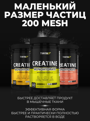 1WIN / Креатин моногидрат. Вкус Цитрусовый микс, Банка 400 гр. 60 порций