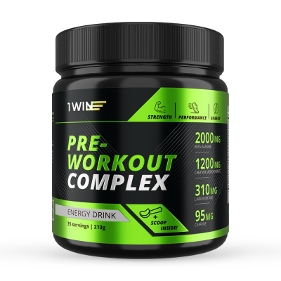 1WIN / Предтренировочный комплекс, Pre-workout, Вкус Энергетик, 35 порций