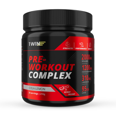 1WIN / Предтренировочный комплекс. Pre-workout, Вкус Кола-Лимон, 35 порций
