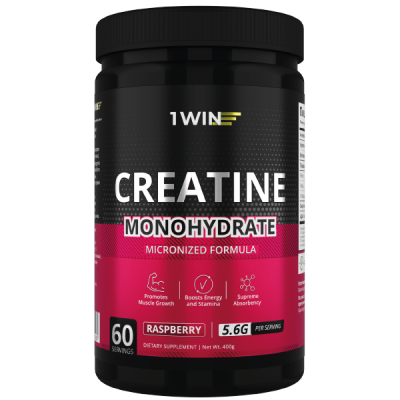 1WIN / Креатин моногидрат. Вкус Малина, 400 гр. 60 порций.