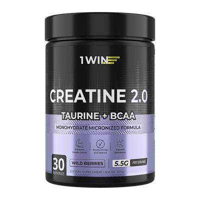 1WIN / Креатин моногидрат + Таурин + ВСАА. Вкус Лесные ягоды, 200г, 30 порций