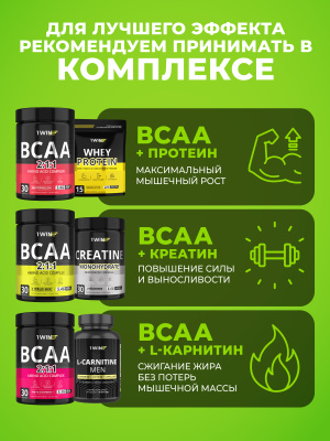 1WIN / Набор из 3х банок BCAA, 180г. Вкусы: Энергетик, Цитрусовый микс, Вишня