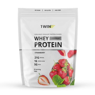 Протеин Whey Protein / Йогуртовый Белковый коктейль для похудения, без сахара, Земляничный йогурт, 25 порций