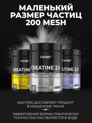 1WIN / Креатин моногидрат + Таурин + ВСАА. Вкус Нейтральный, 200г, 30 порций