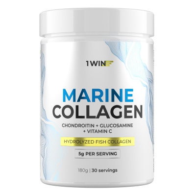 1WIN / Морской коллаген + Витамин С + Хондроитин и Глюкозамин. Вкус Нейтральный, 180г, 30 порций. 